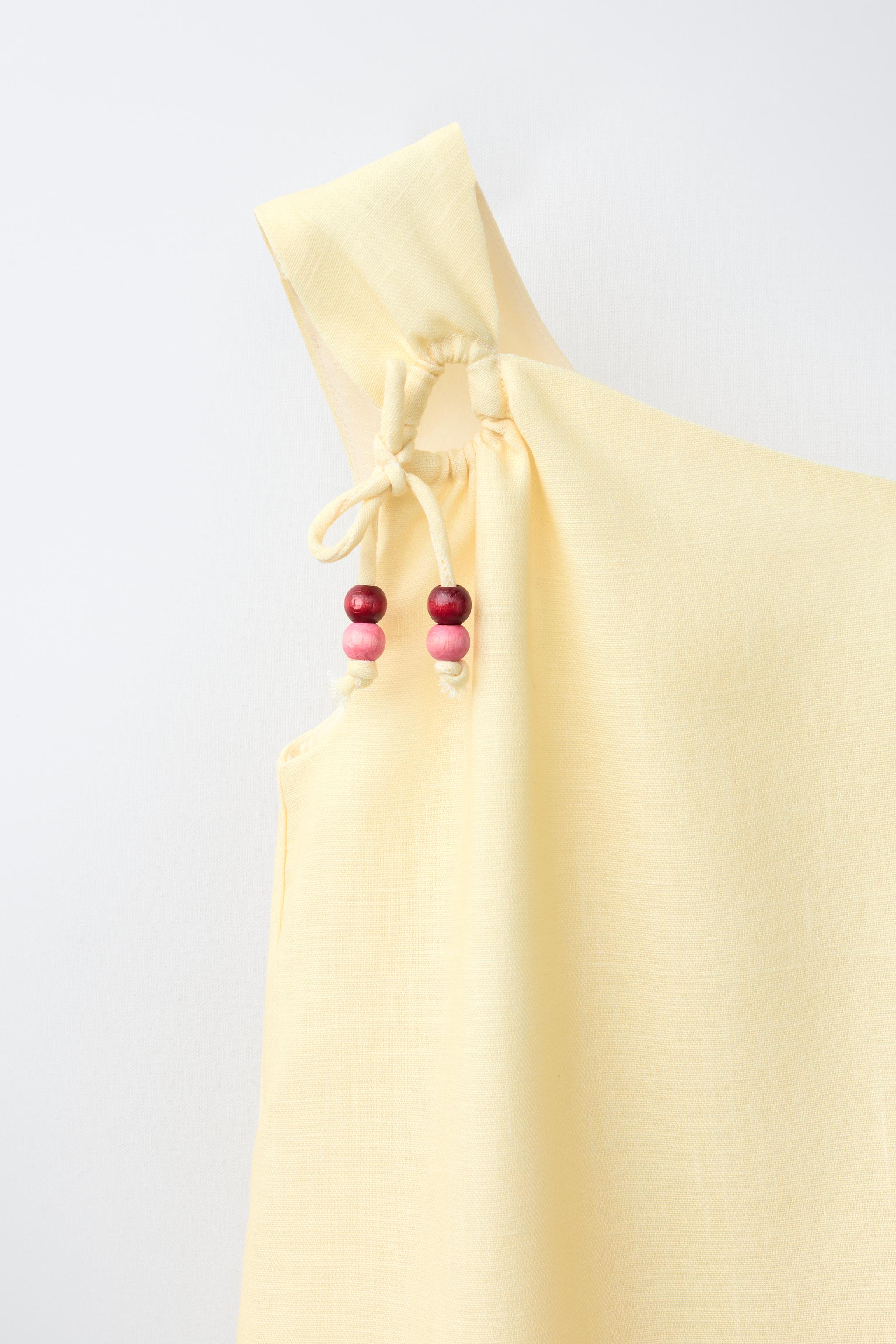 ASYMMETRIC PALM TREE DRESS WITH COTTON AND LINEN